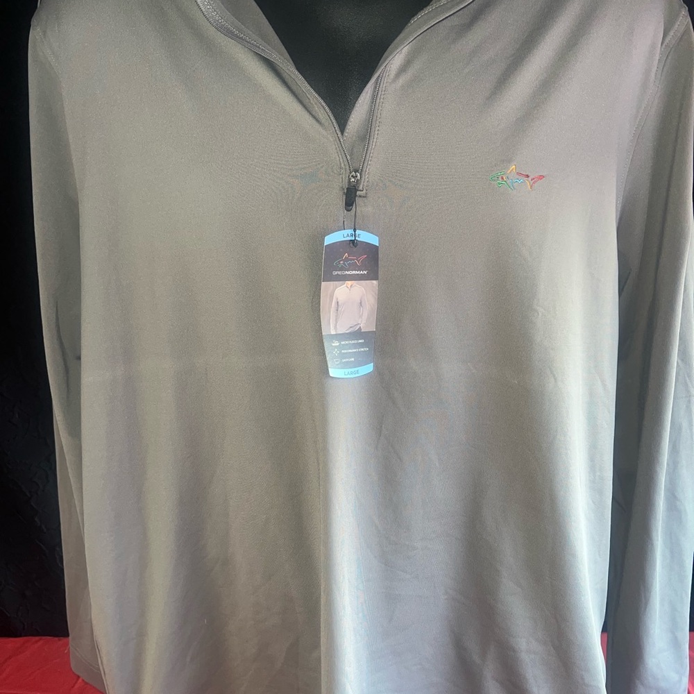 Greg Norman 1/4 Zip Pullover NWT Large Gray Performance Stretch Golf